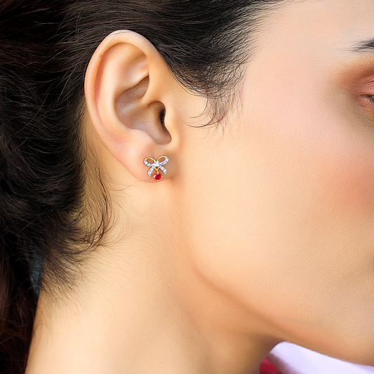 Bow Knot - Lab Diamond Stud Earrings