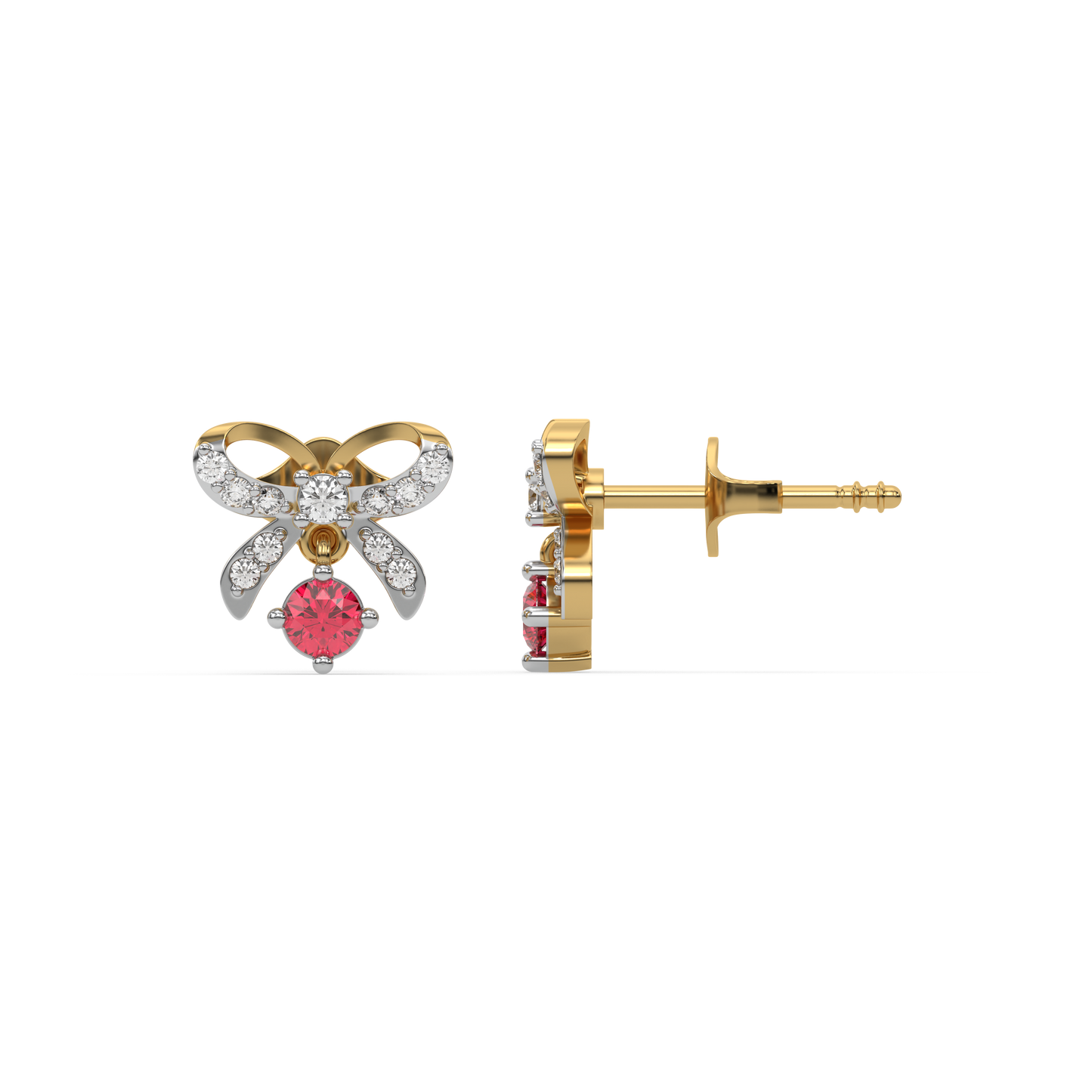 Bow Knot - Lab Diamond Stud Earrings
