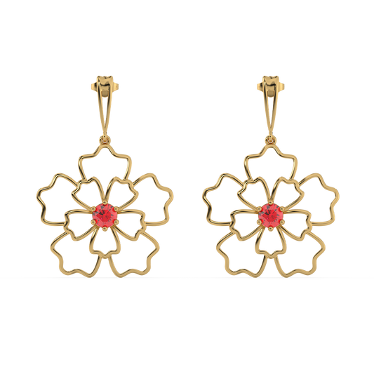 Crimson Bloom - Ruby Drops Earrings