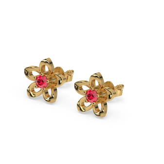 Crimson Bloom - Ruby Stud Earrings