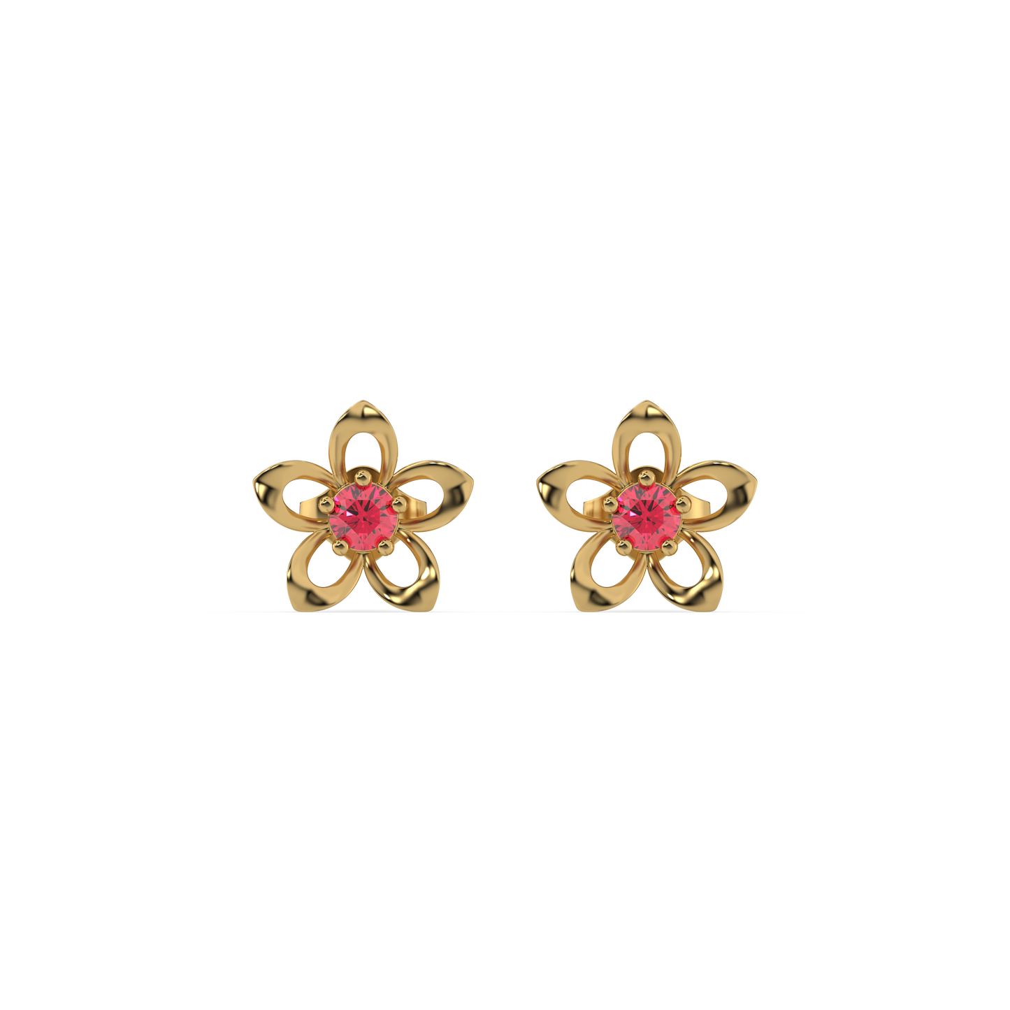 Crimson Bloom - Ruby Stud Earrings