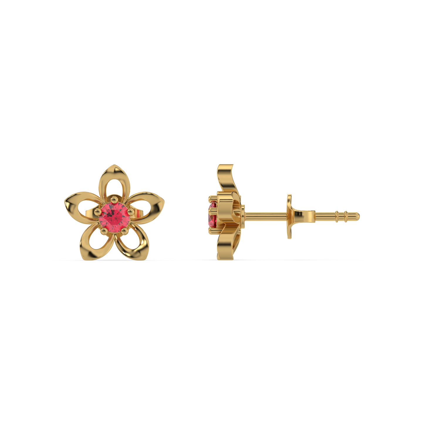 Crimson Bloom - Ruby Stud Earrings