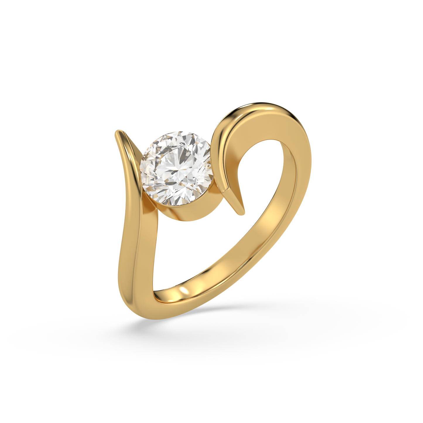 Curved Elegance - Lab Diamond Solitaire Ring