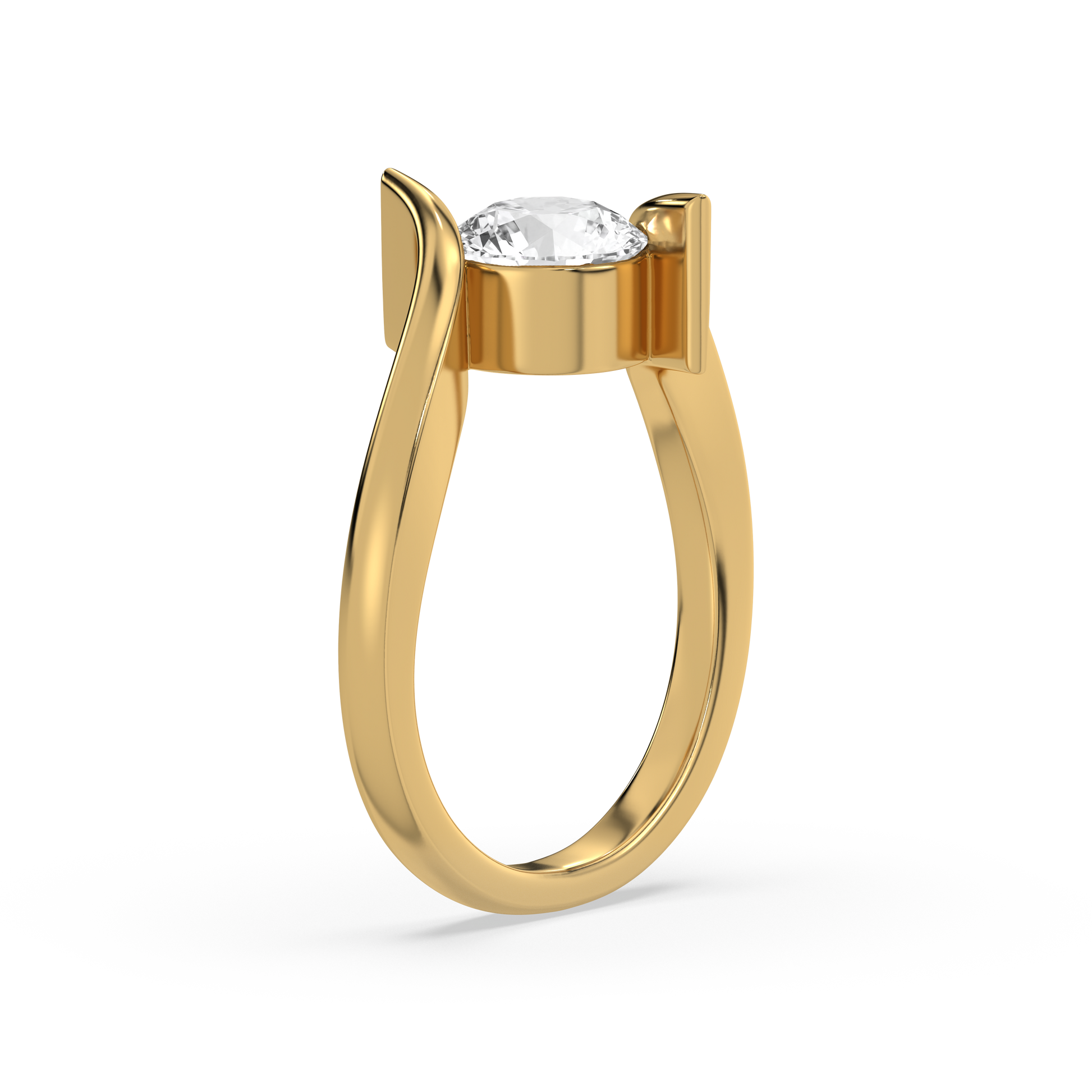 Curved Elegance - Lab Diamond Solitaire Ring