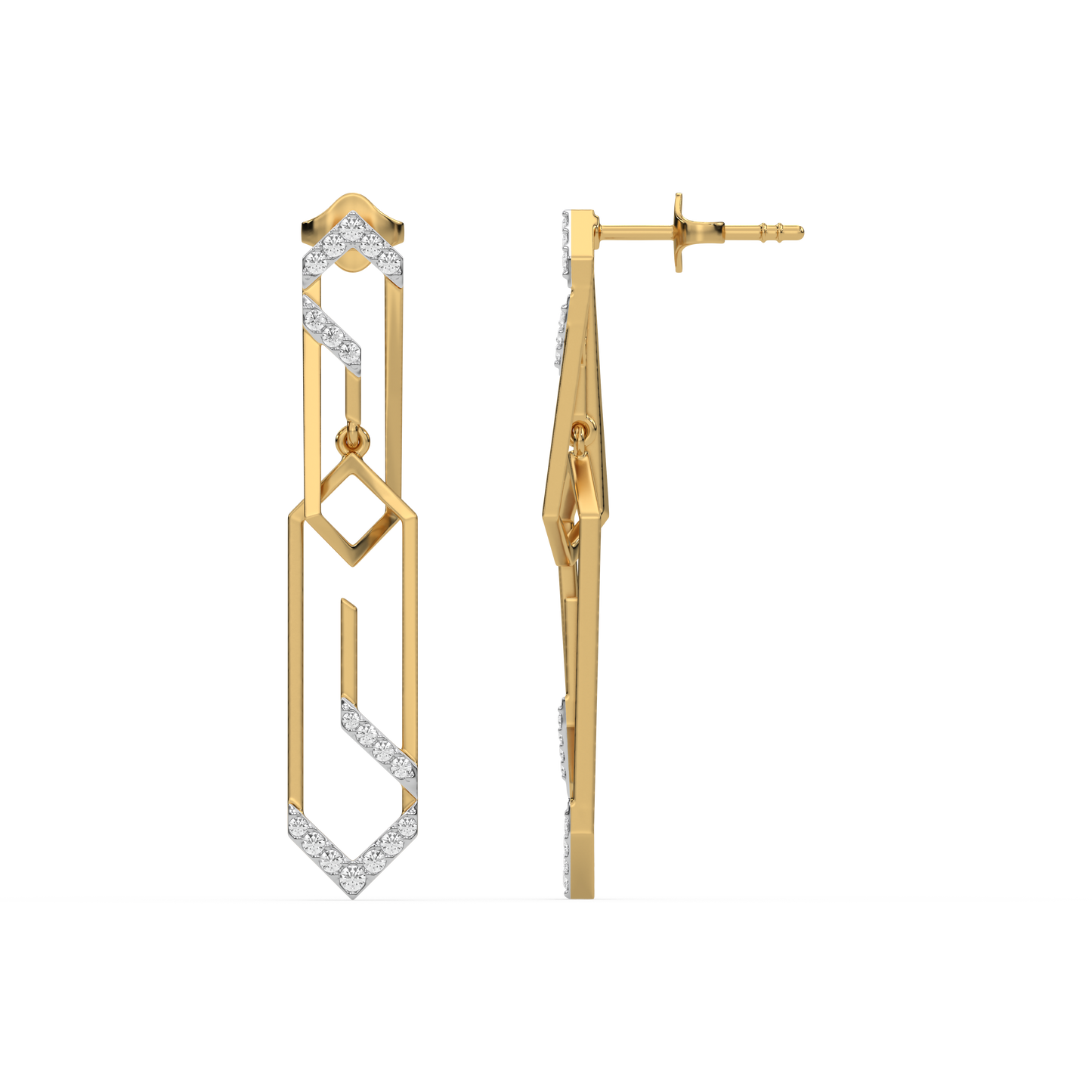 Groove Rhythm - Lab Diamond Drop Earrings