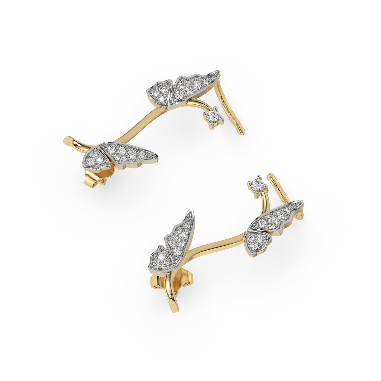 Enchanted Butterfly - Lab Diamond Cuff Earrings