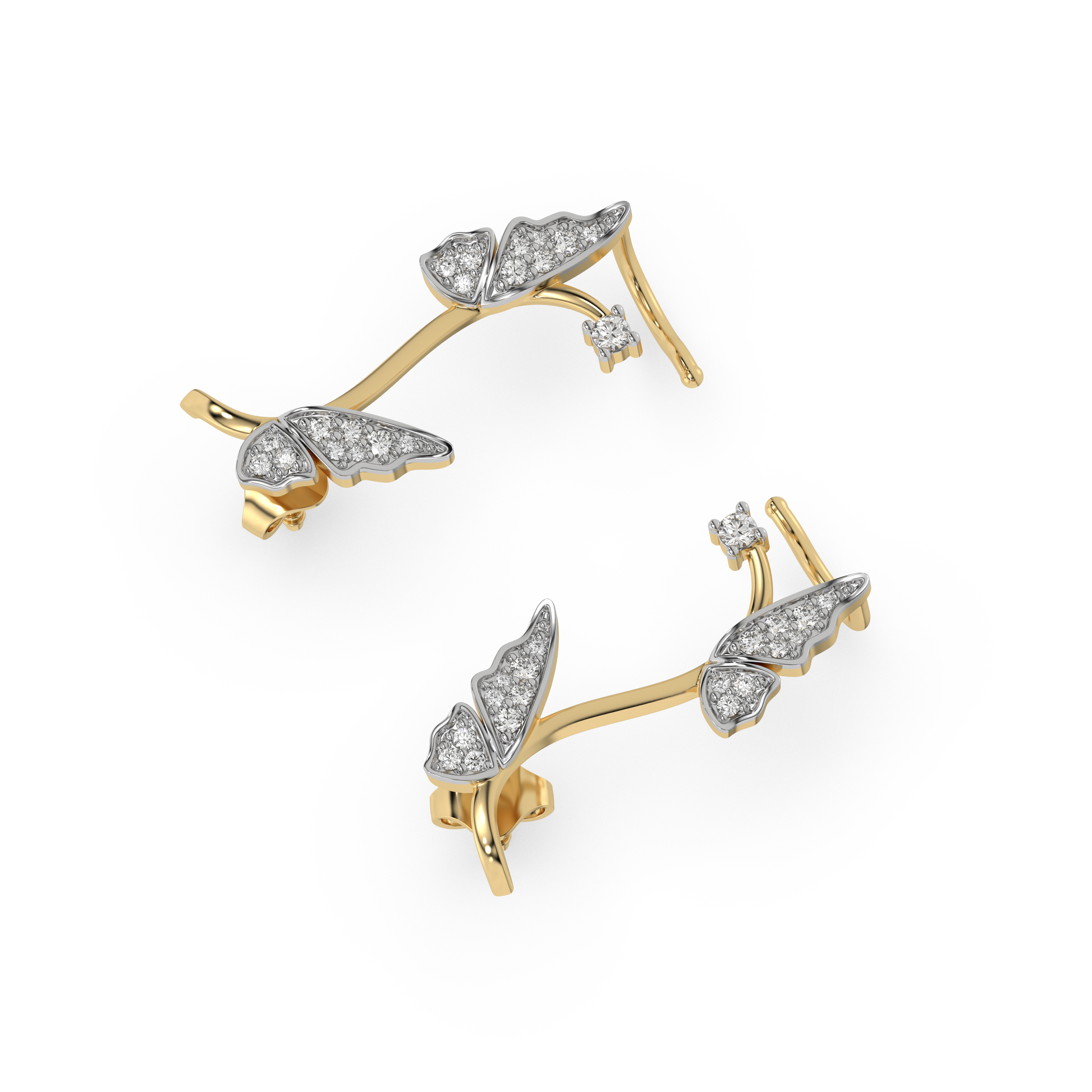 Enchanted Butterfly - Lab Diamond Cuff Earrings