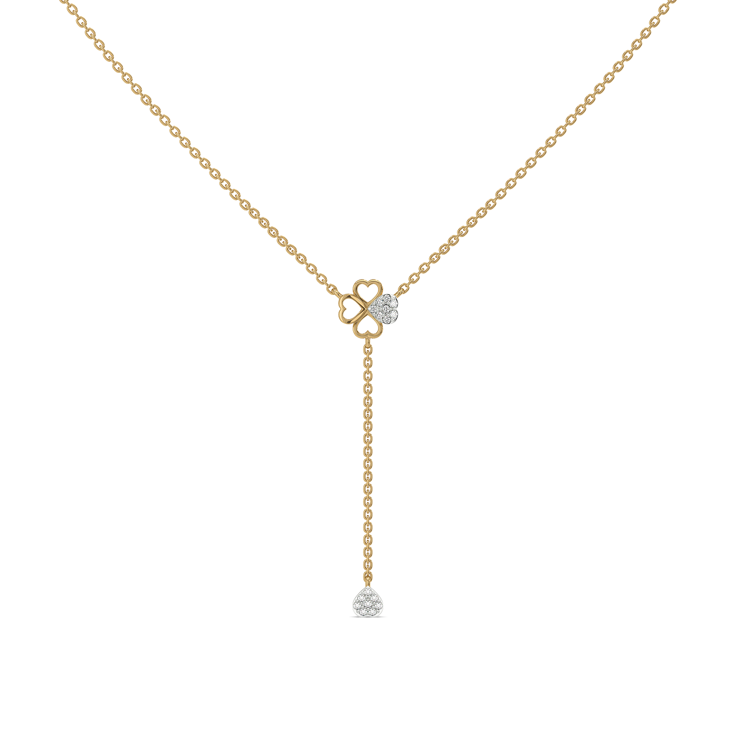 Four Leaf Cascade - Lab Diamond Lariat Necklace