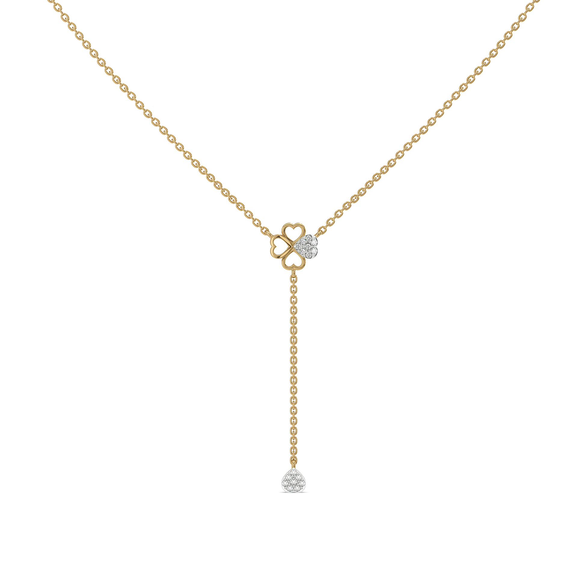 Four Leaf Cascade - Lab Diamond Lariat Necklace