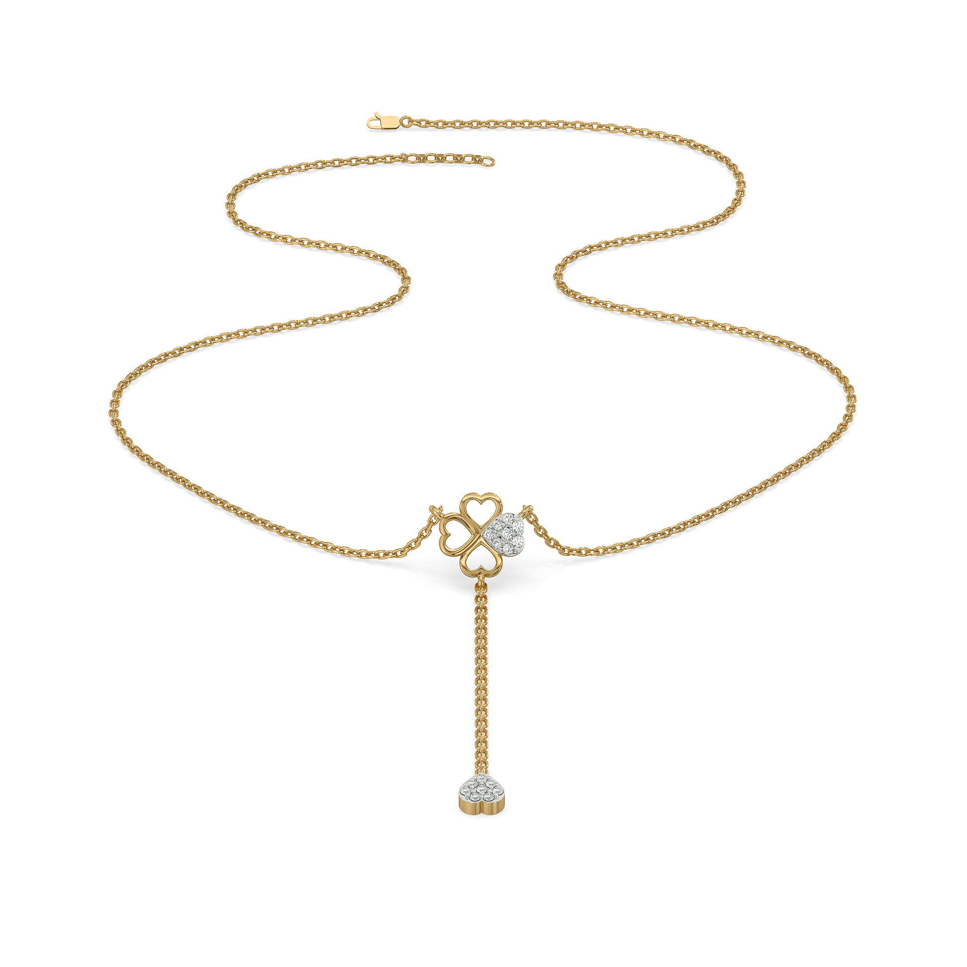 Four Leaf Cascade - Lab Diamond Lariat Necklace