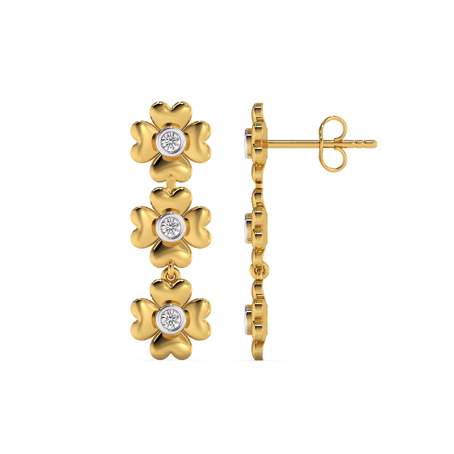 Golden Glow Petal - Lab Diamond Drop Earrings
