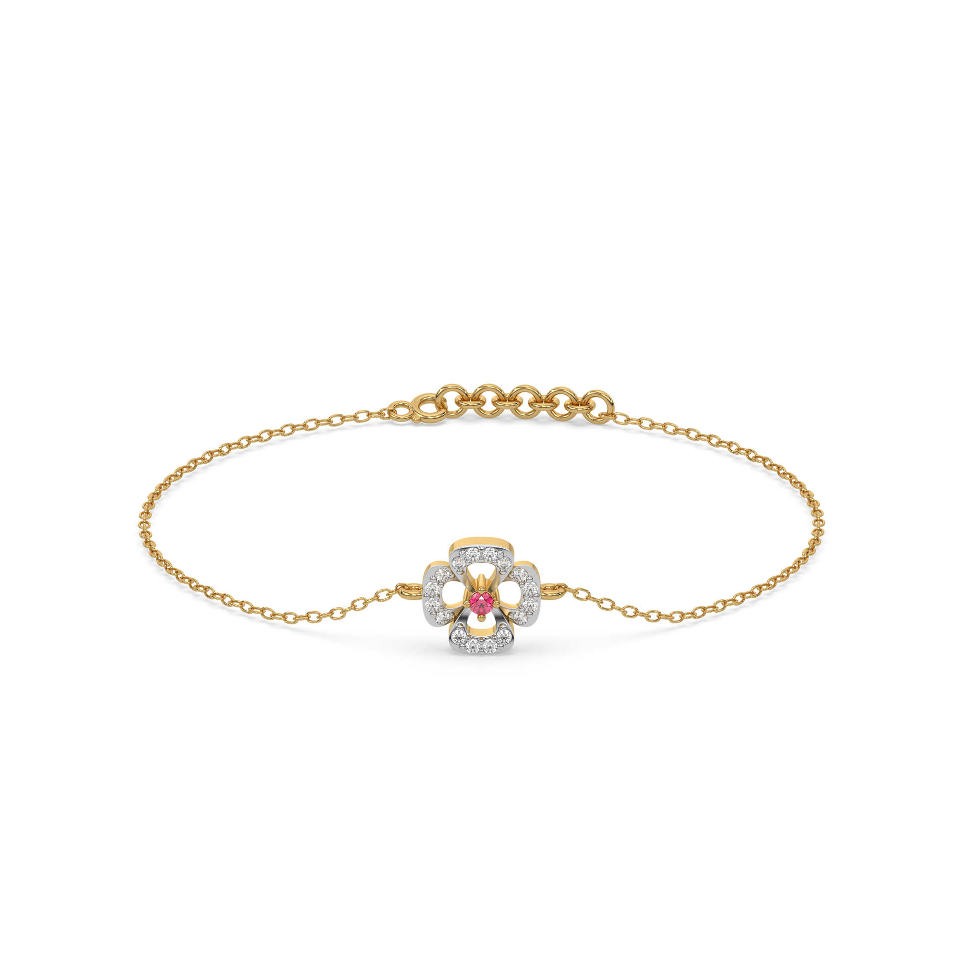 Grace Blossom - Lab Diamond & Ruby Bracelet