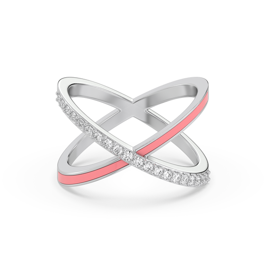 Beauty Of Connection - Lab Diamond & Pink Enamel Ring