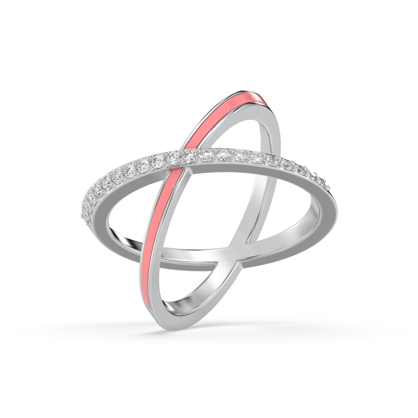 Beauty Of Connection - Lab Diamond & Pink Enamel Ring