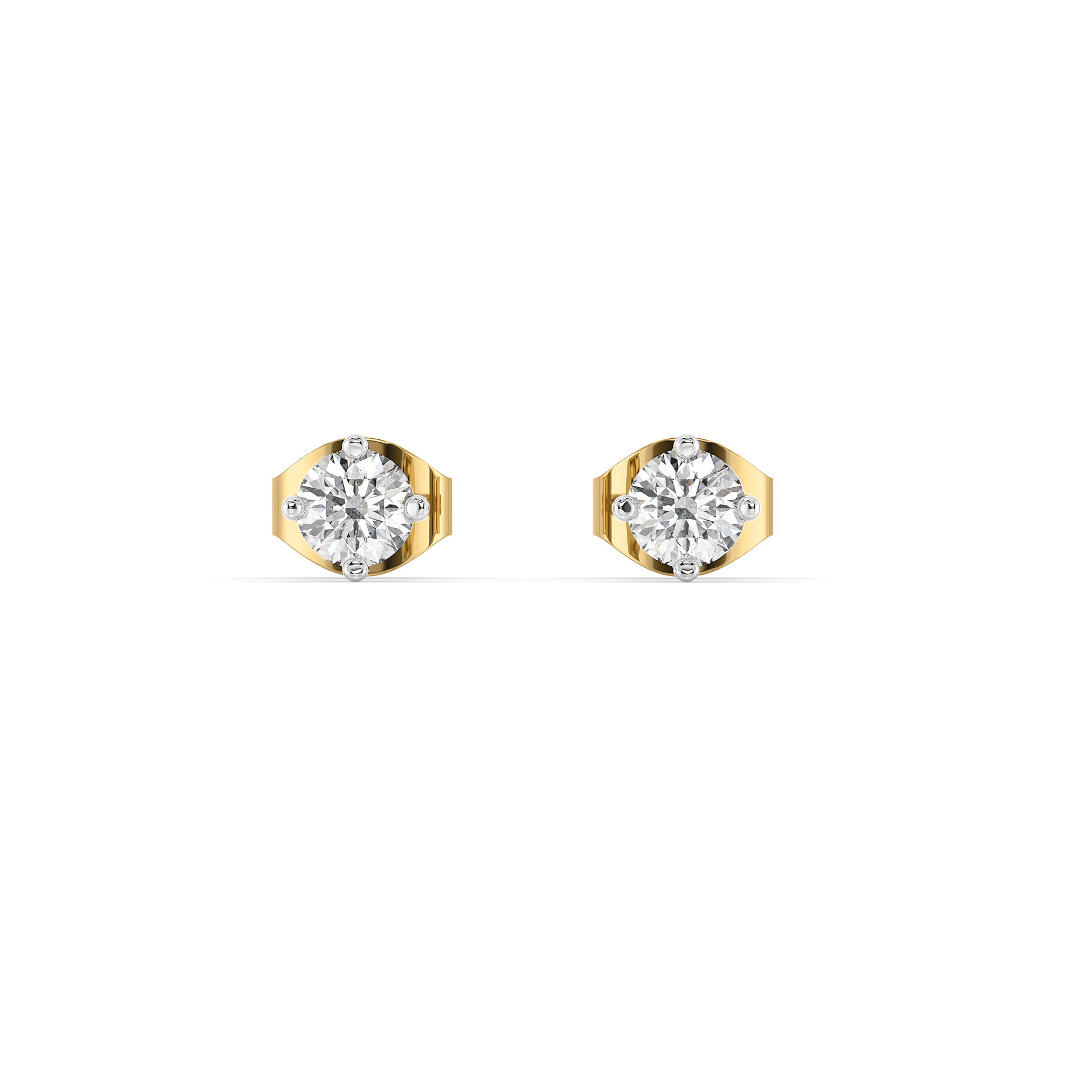 Soft Ray Solitaire Studs - Pure Gold Lab Diamond Earrings