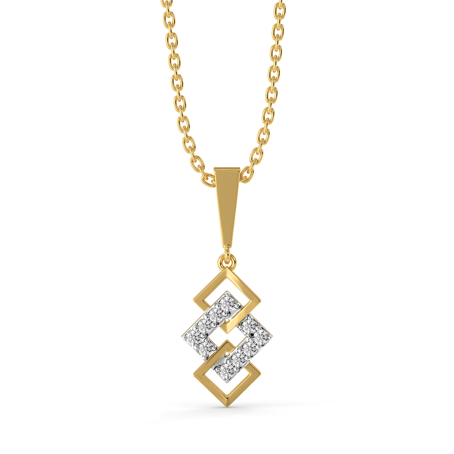 Mini Squares - Pure Gold Lab Diamond Pendant