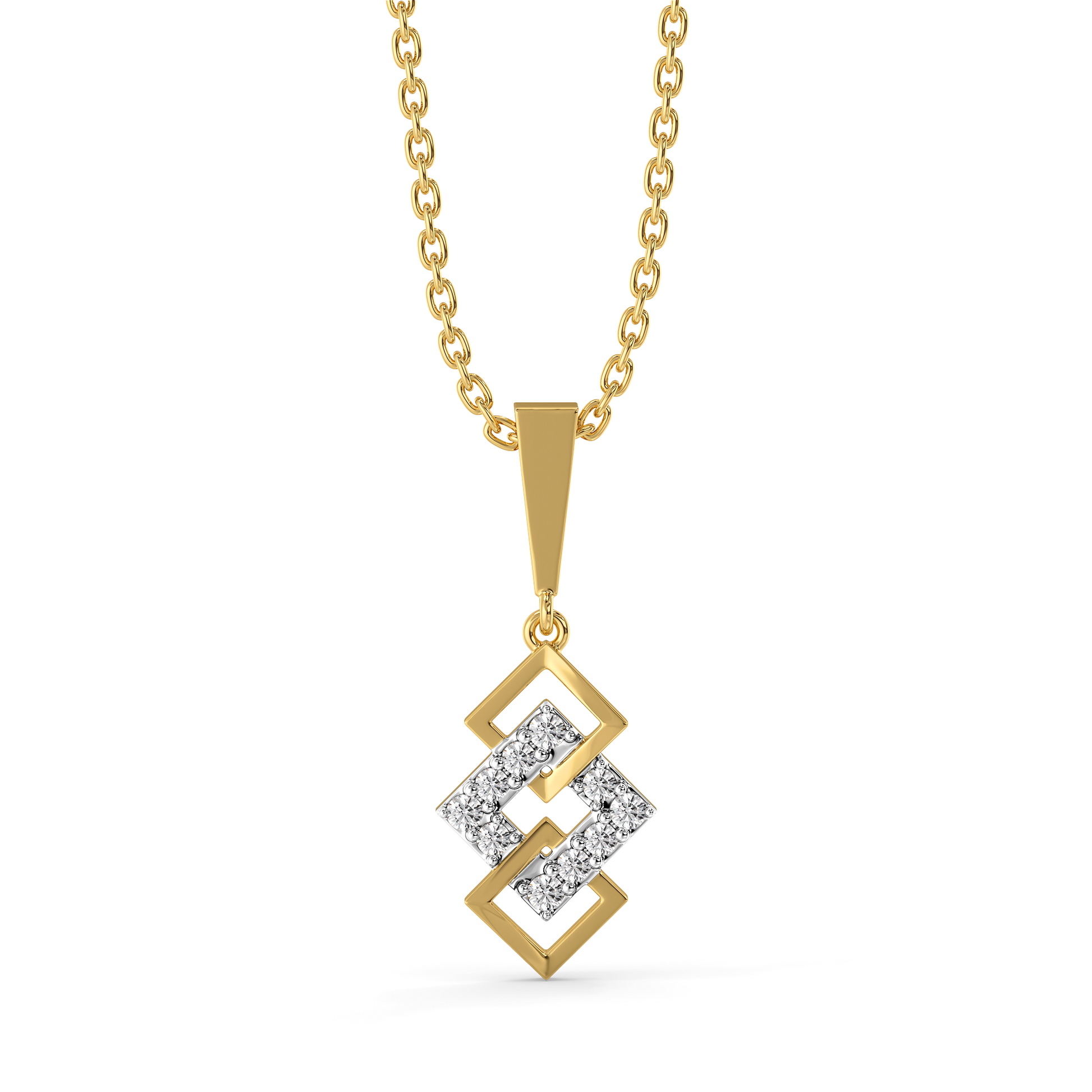 Mini Squares - Pure Gold Lab Diamond Pendant