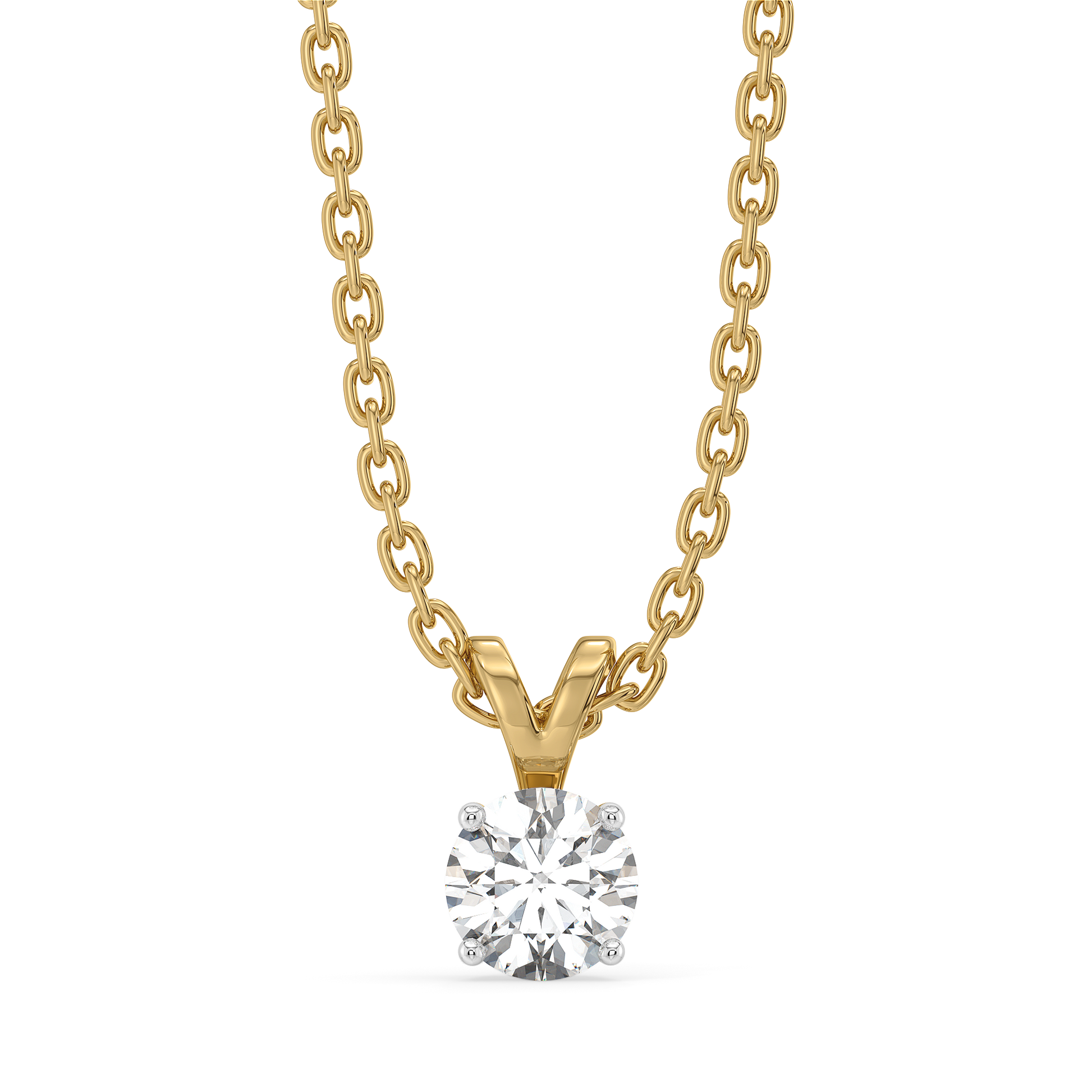 Soft Ray Solitaire - Pure Gold Lab Diamond Pendant