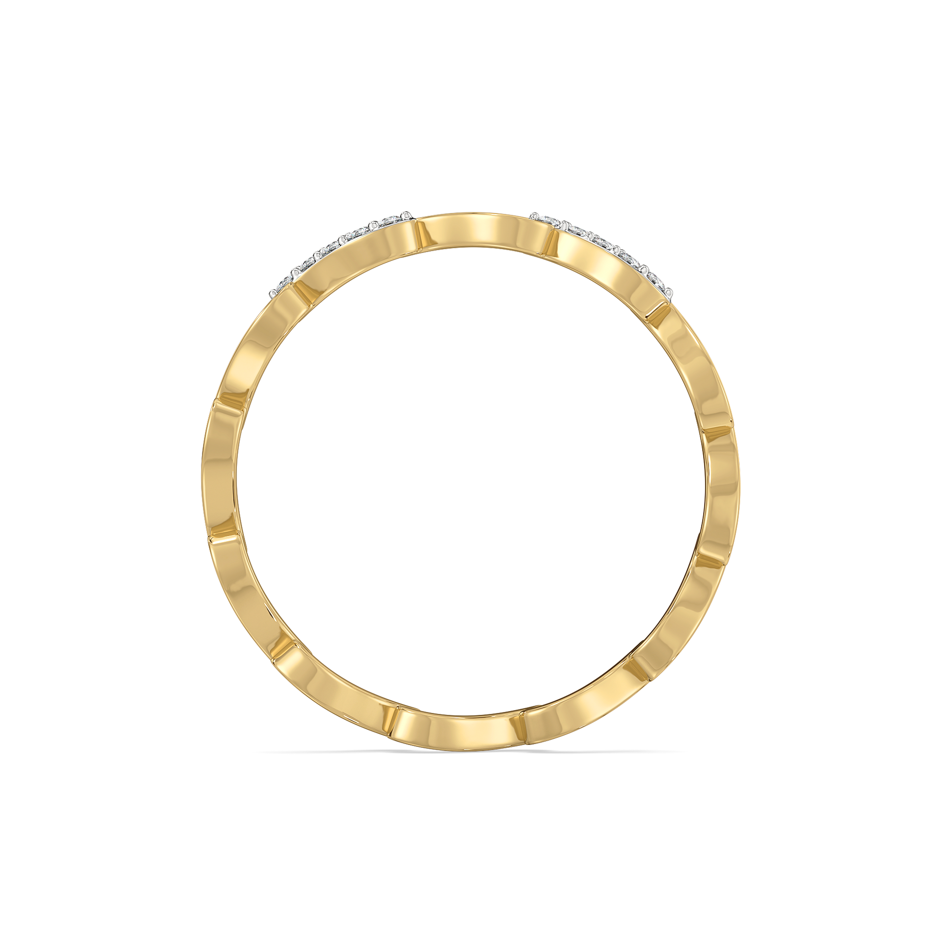 Wave Curve - Pure Gold Lab Diamond Band Ring