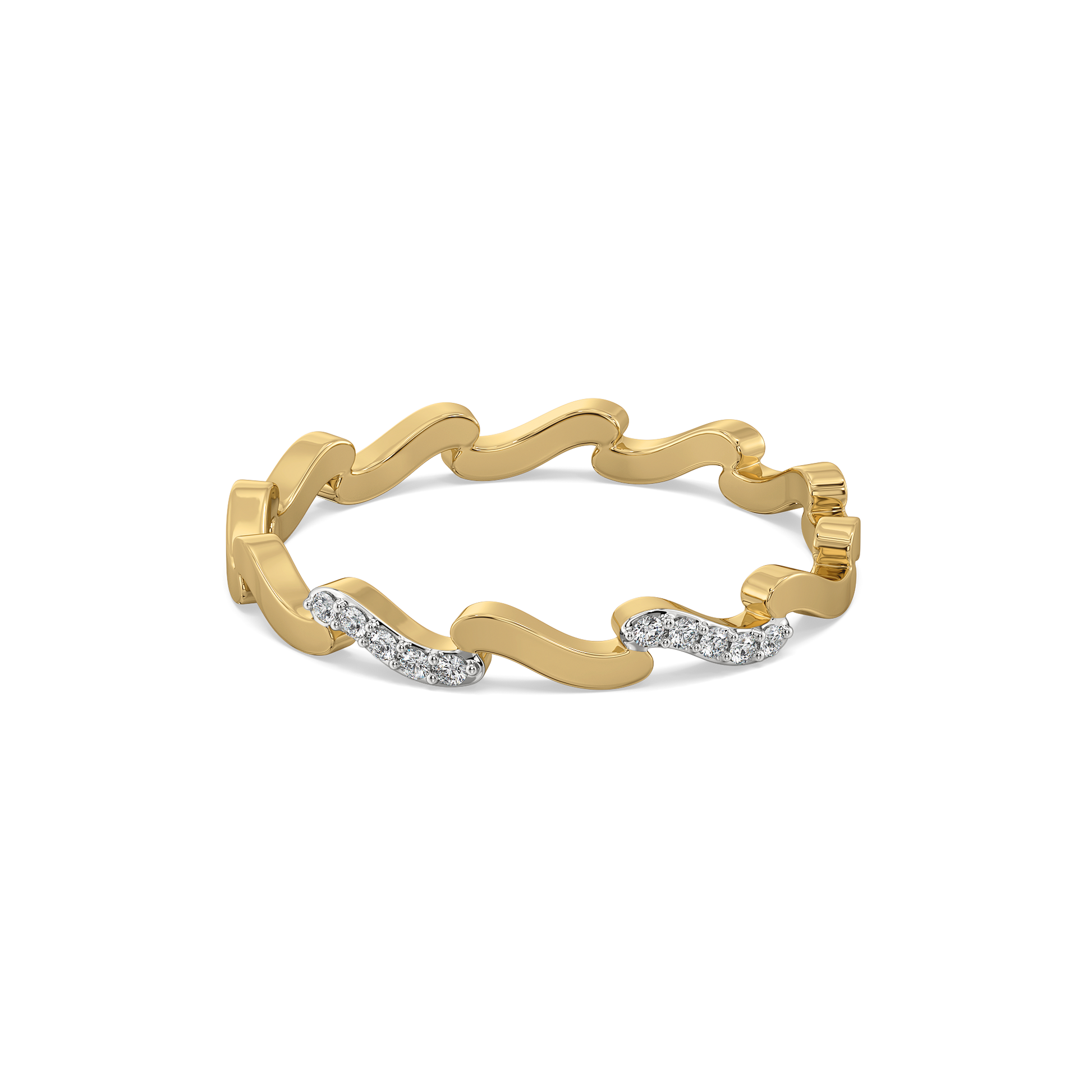Wave Curve - Pure Gold Lab Diamond Band Ring