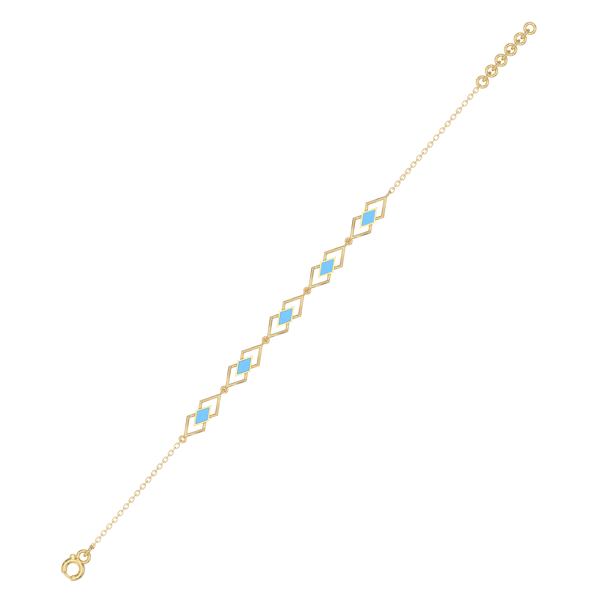 Icy Blue Enamel Geometric - 18kt Gold Vermeil Bracelet