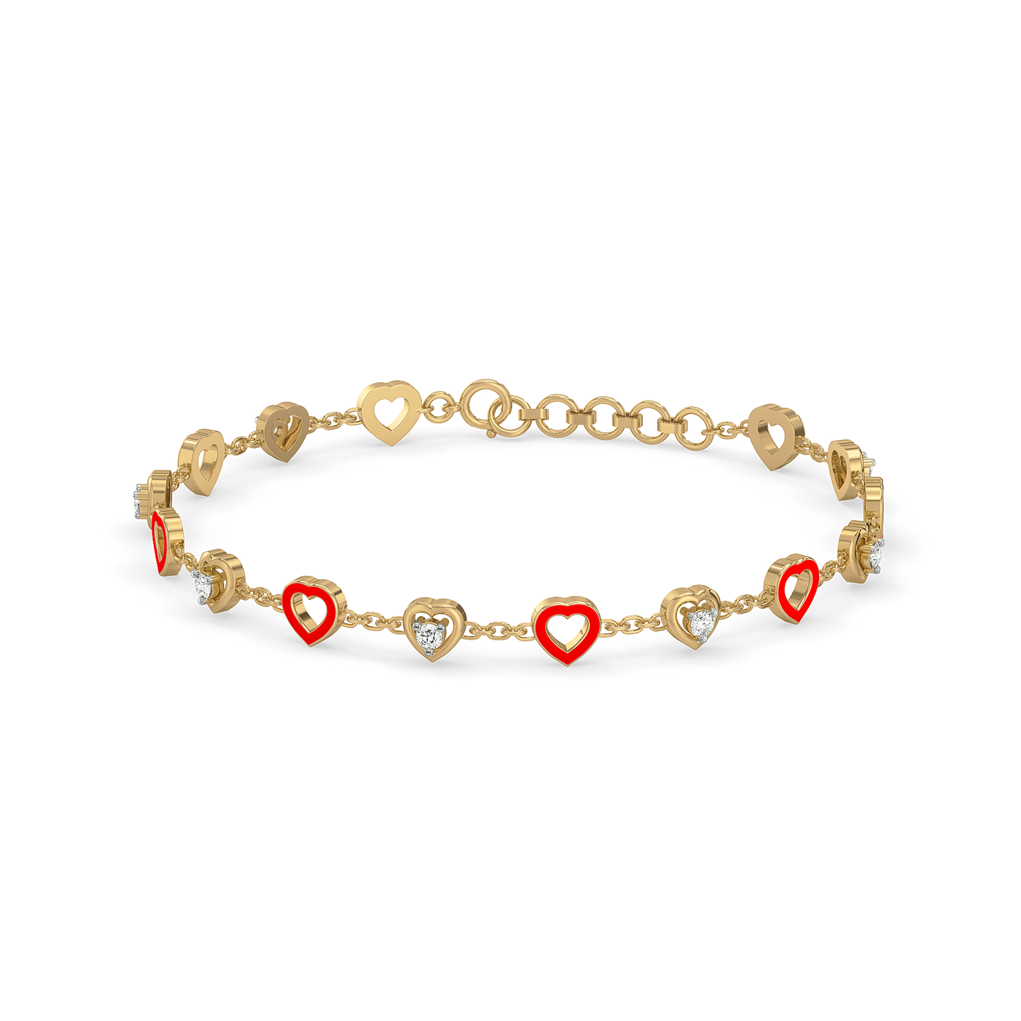 Red Heart - Lab Diamond Station Bracelet