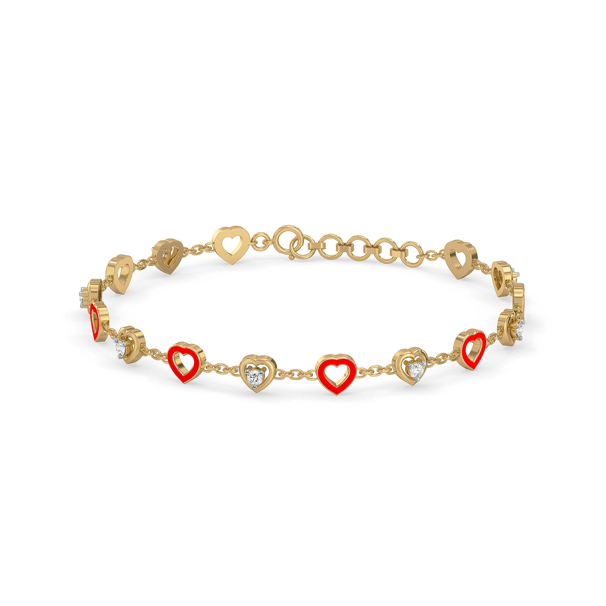 Red Heart - Lab Diamond Station Bracelet