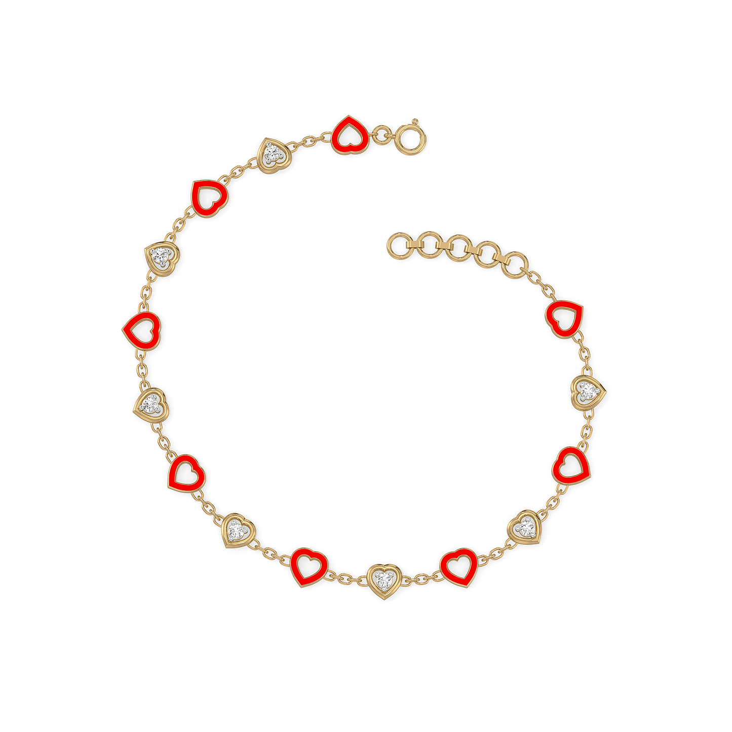 Red Heart - Lab Diamond Station Bracelet