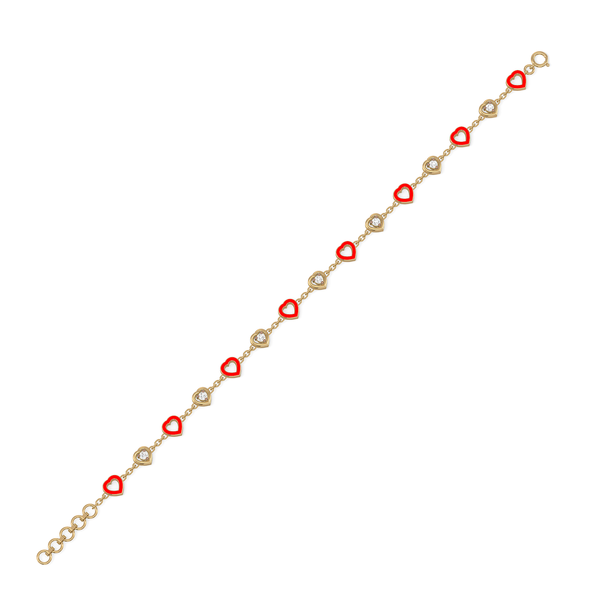Red Heart - Lab Diamond Station Bracelet