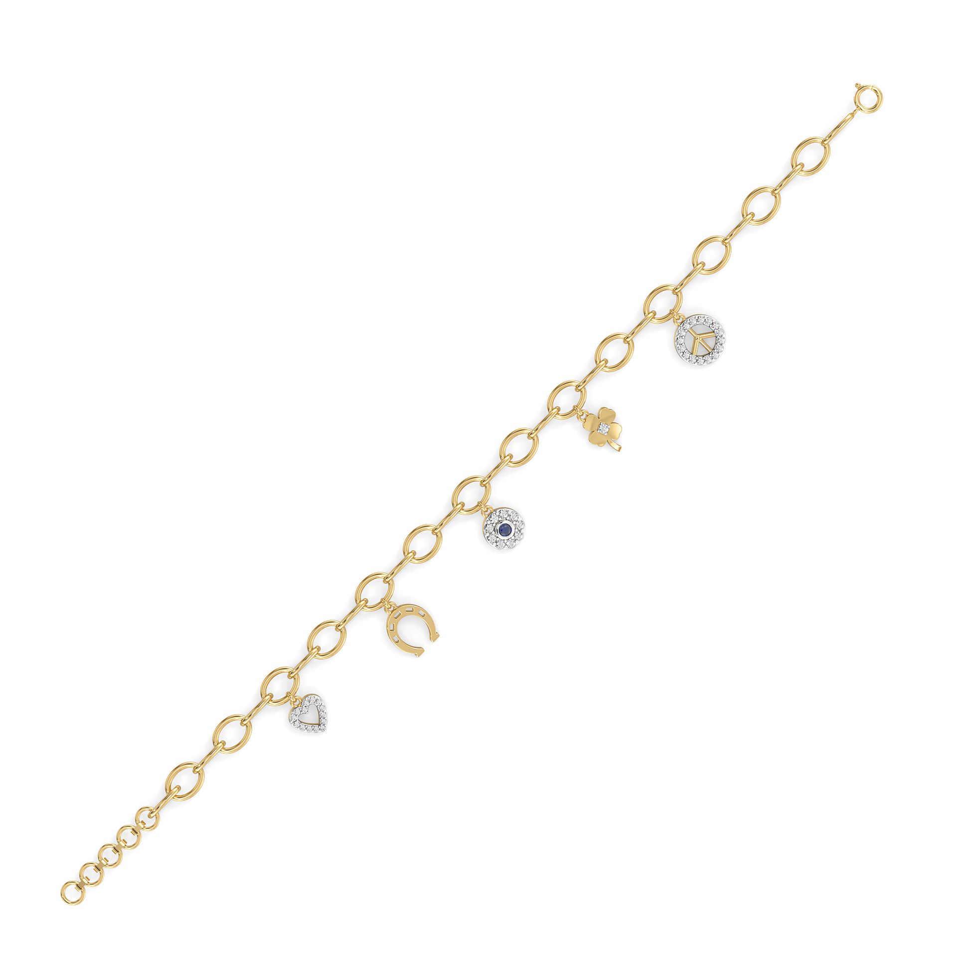 Evil Eye - Lab Diamond Charm Bracelet