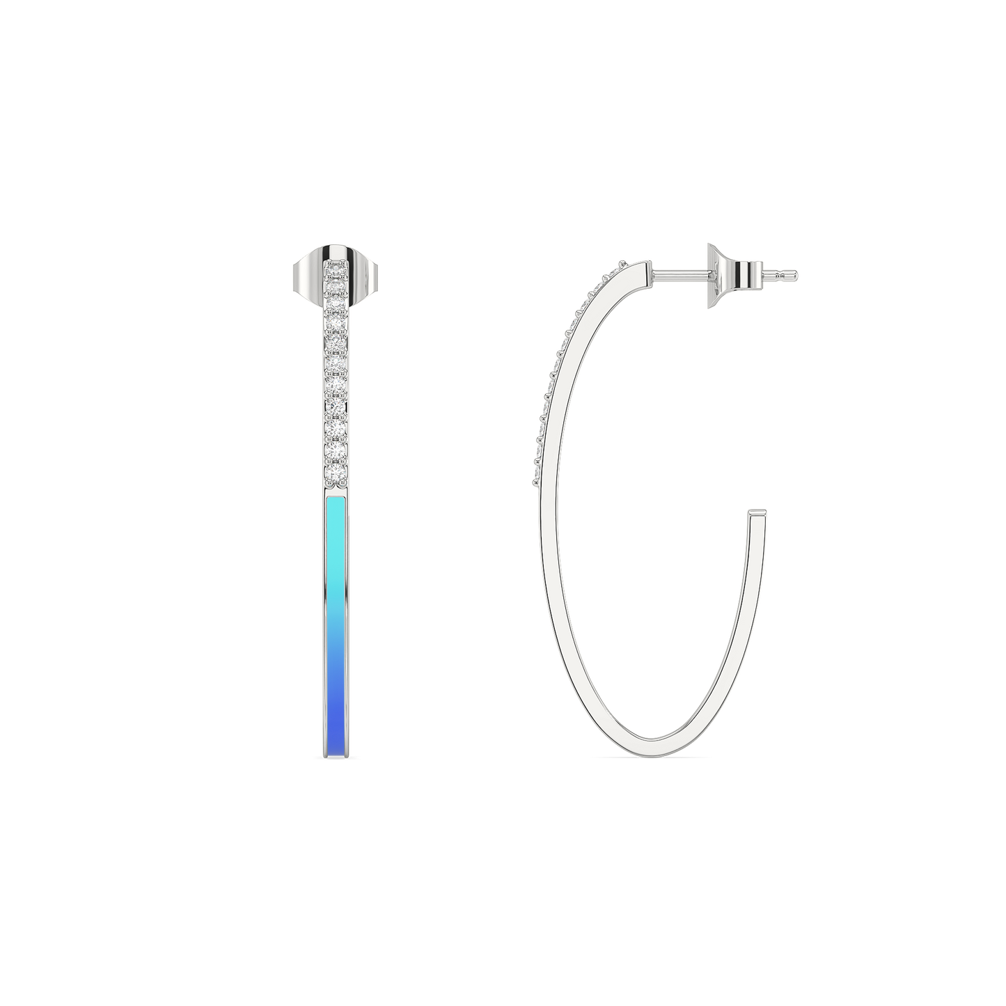 Enamel Horizon - Lab Diamond Hoop Earrings