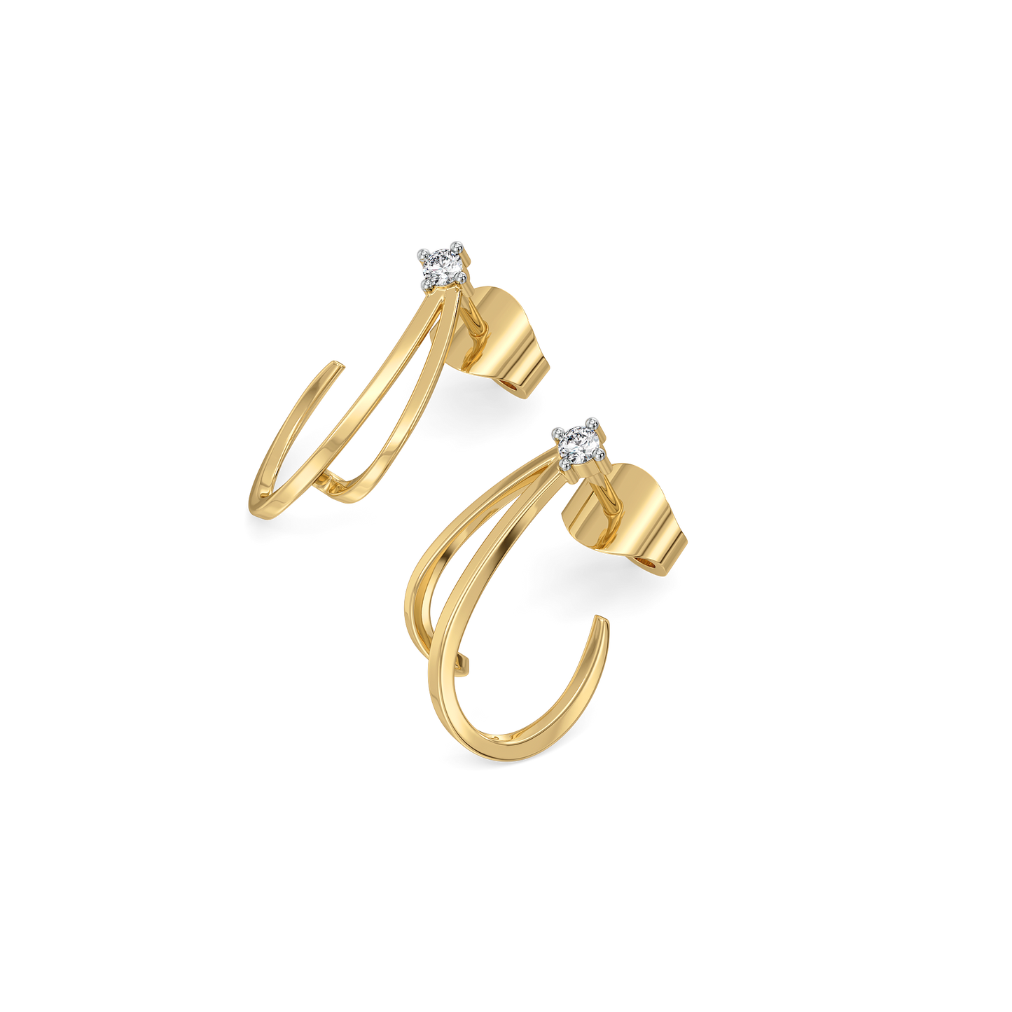Soft Arc Hoop - Lab Diamond Earrings