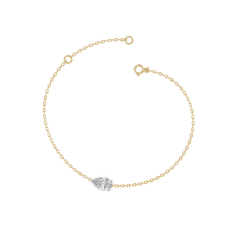 Feathered Pear - Pure Gold Lab Diamond Solitaire Bracelet