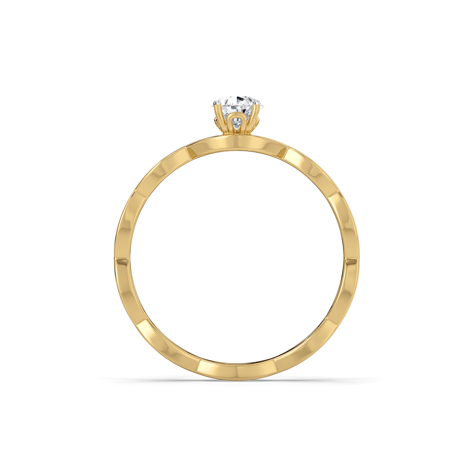 Feathered Pear - Pure Gold Lab Diamond Solitaire Ring