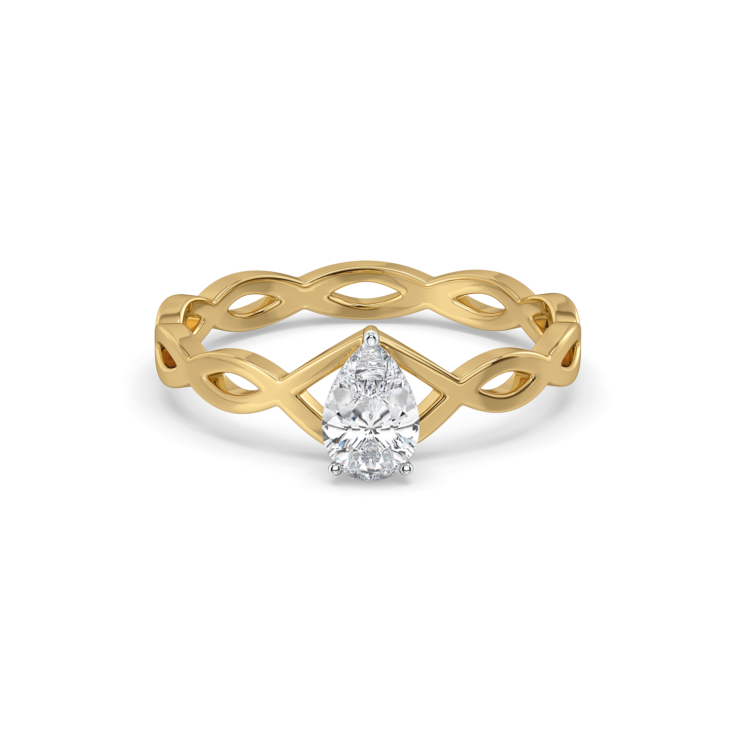 Feathered Pear - Pure Gold Lab Diamond Solitaire Ring