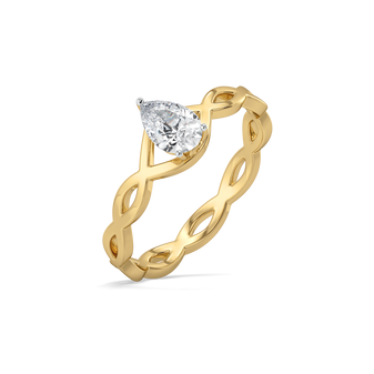 Feathered Pear - Pure Gold Lab Diamond Solitaire Ring