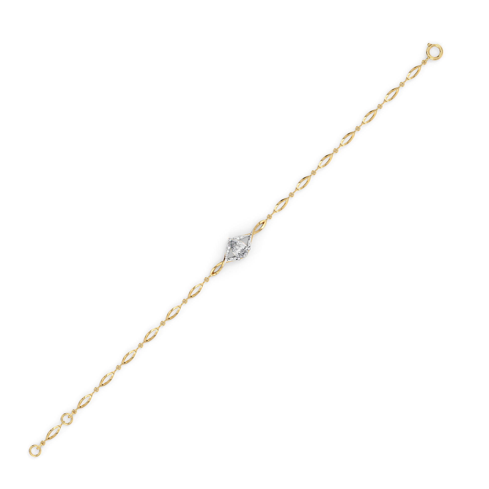Threaded in Pear - Pure Gold Lab Diamond Solitaire Bracelet