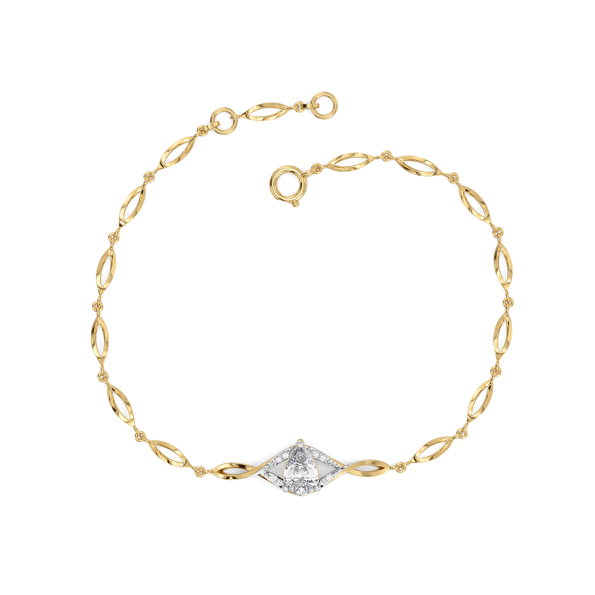 Threaded in Pear - Pure Gold Lab Diamond Solitaire Bracelet