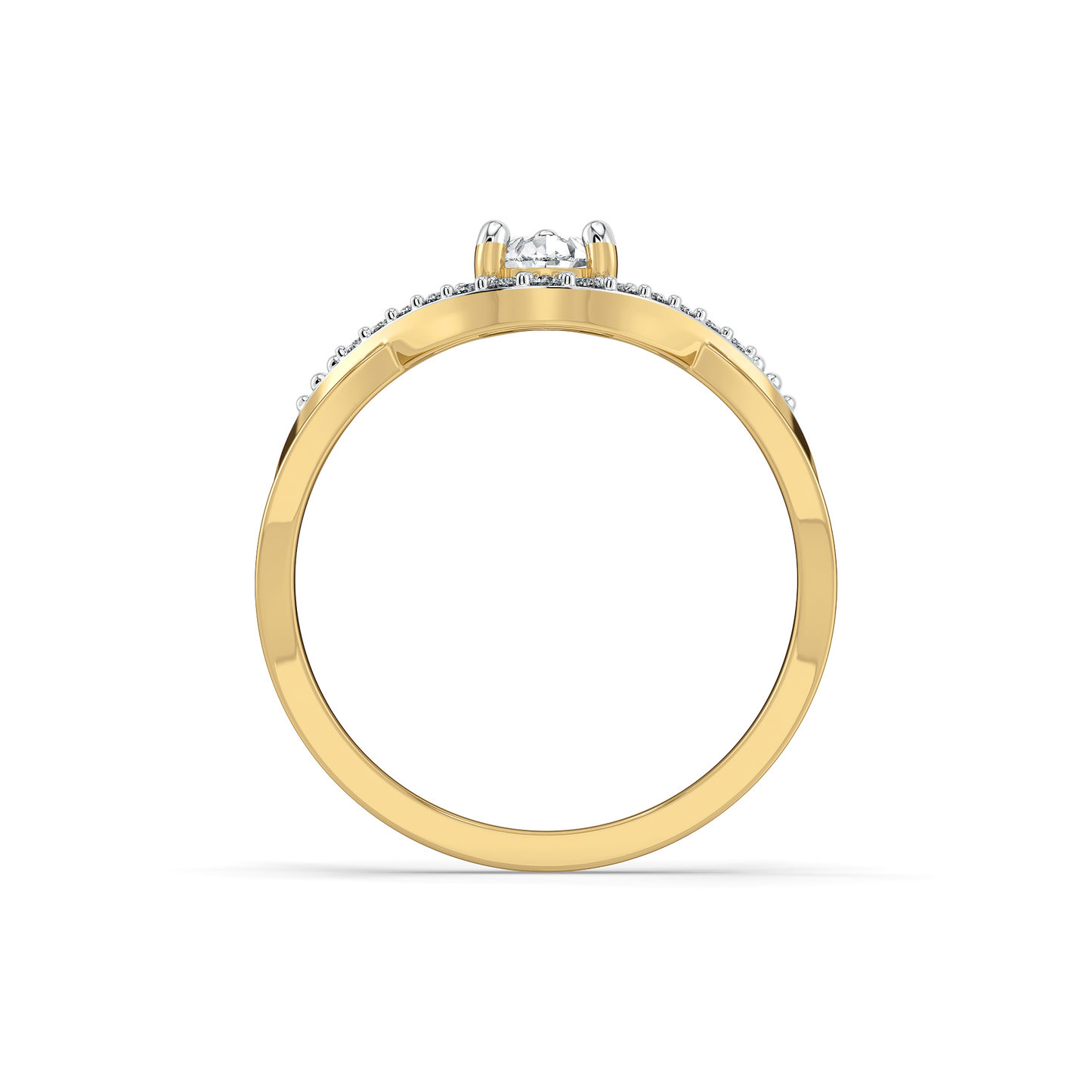 Threaded in Pear - Pure Gold Lab Diamond Solitaire Ring