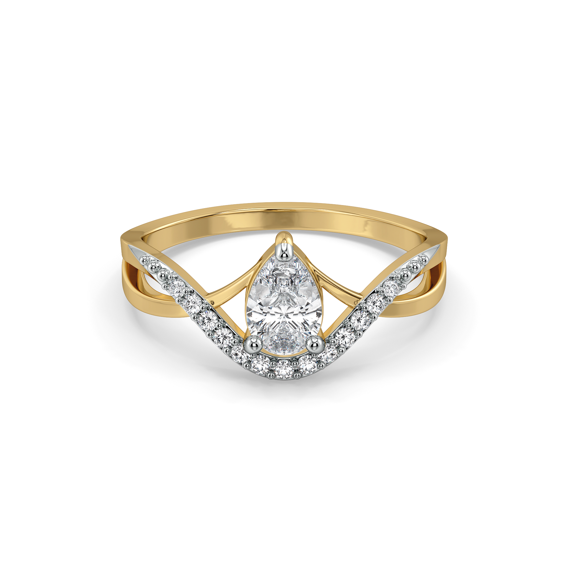 Threaded in Pear - Pure Gold Lab Diamond Solitaire Ring