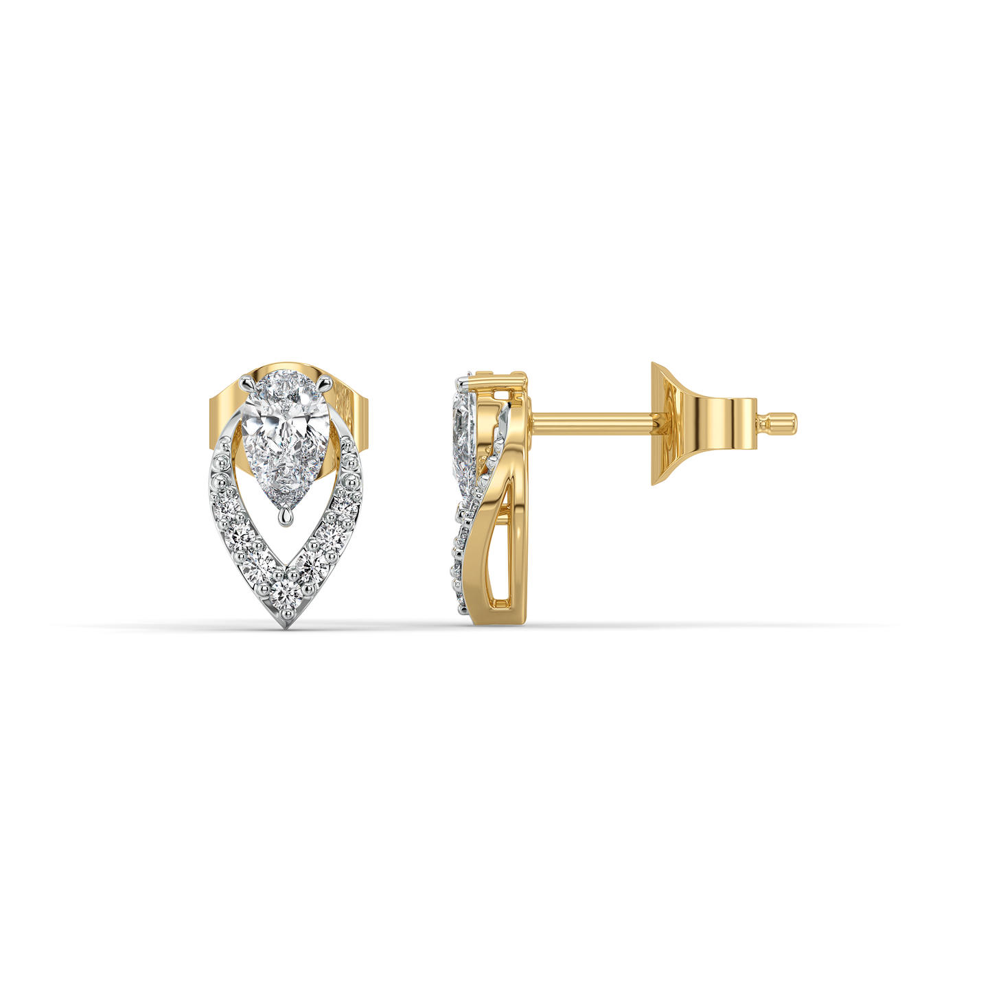 Threaded in Pear - Pure Gold Lab Diamond Solitaire Earrings