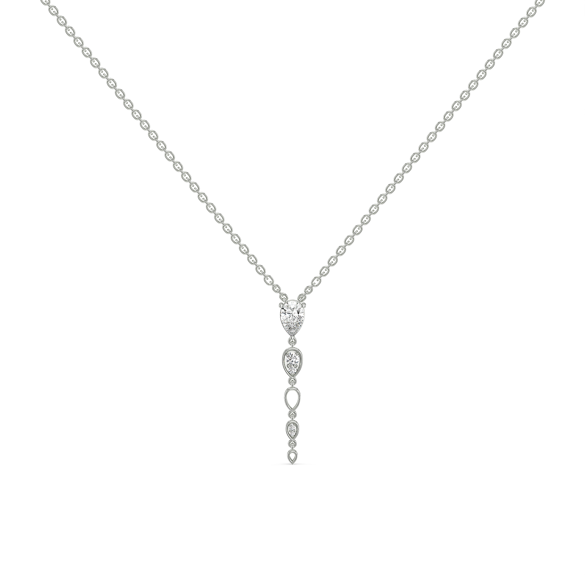 Sway in Pear - Pure Gold Lab Diamond Solitaire Necklace