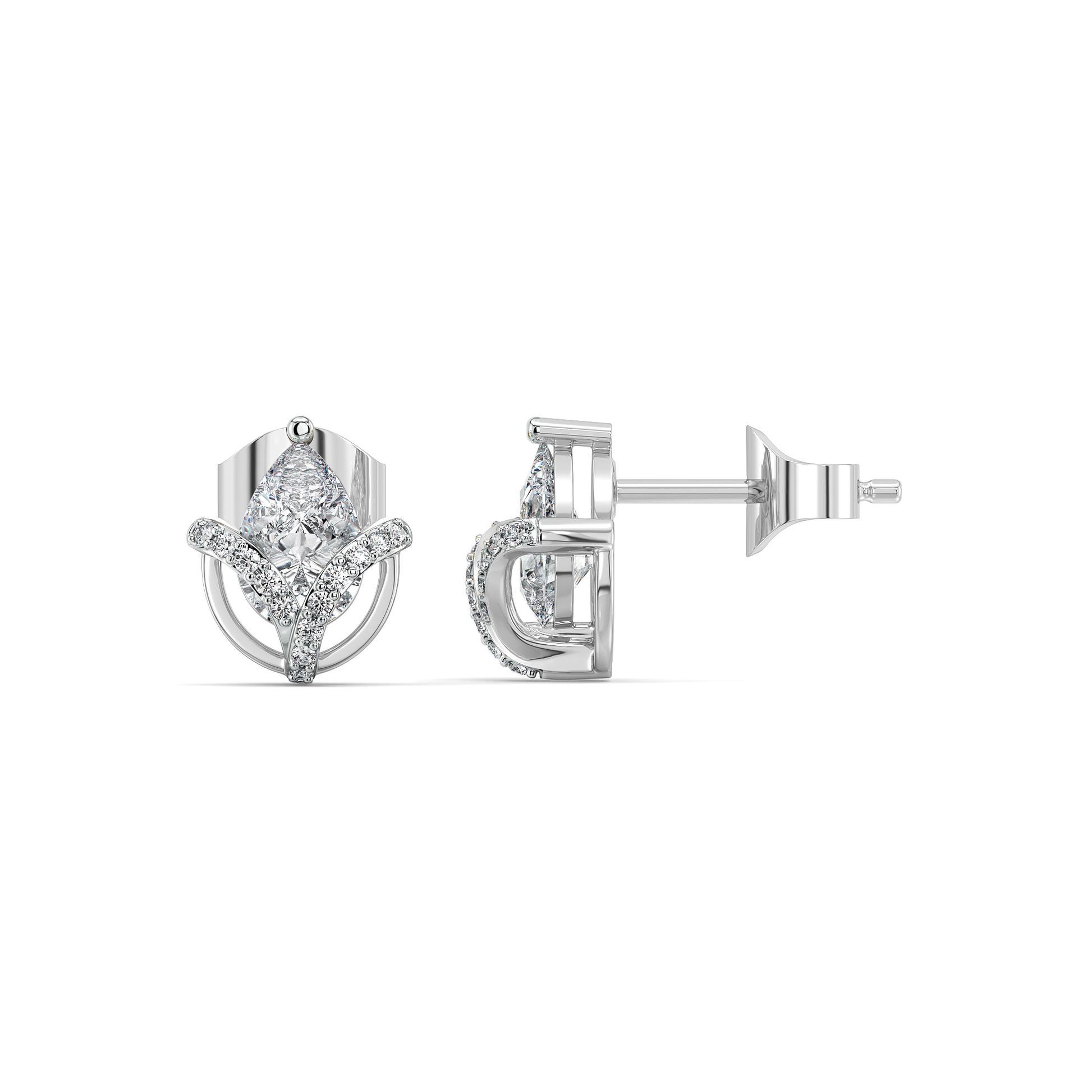Overlaced in Pear - Pure Gold Lab Diamond Solitaire Earrings