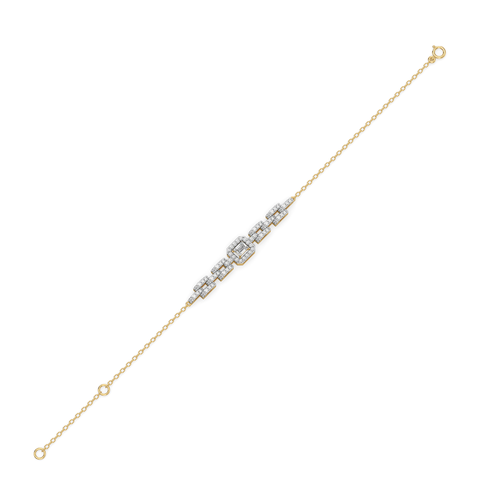 Lady in Emerald - Pure Gold Lab Diamond Solitaire Bracelet