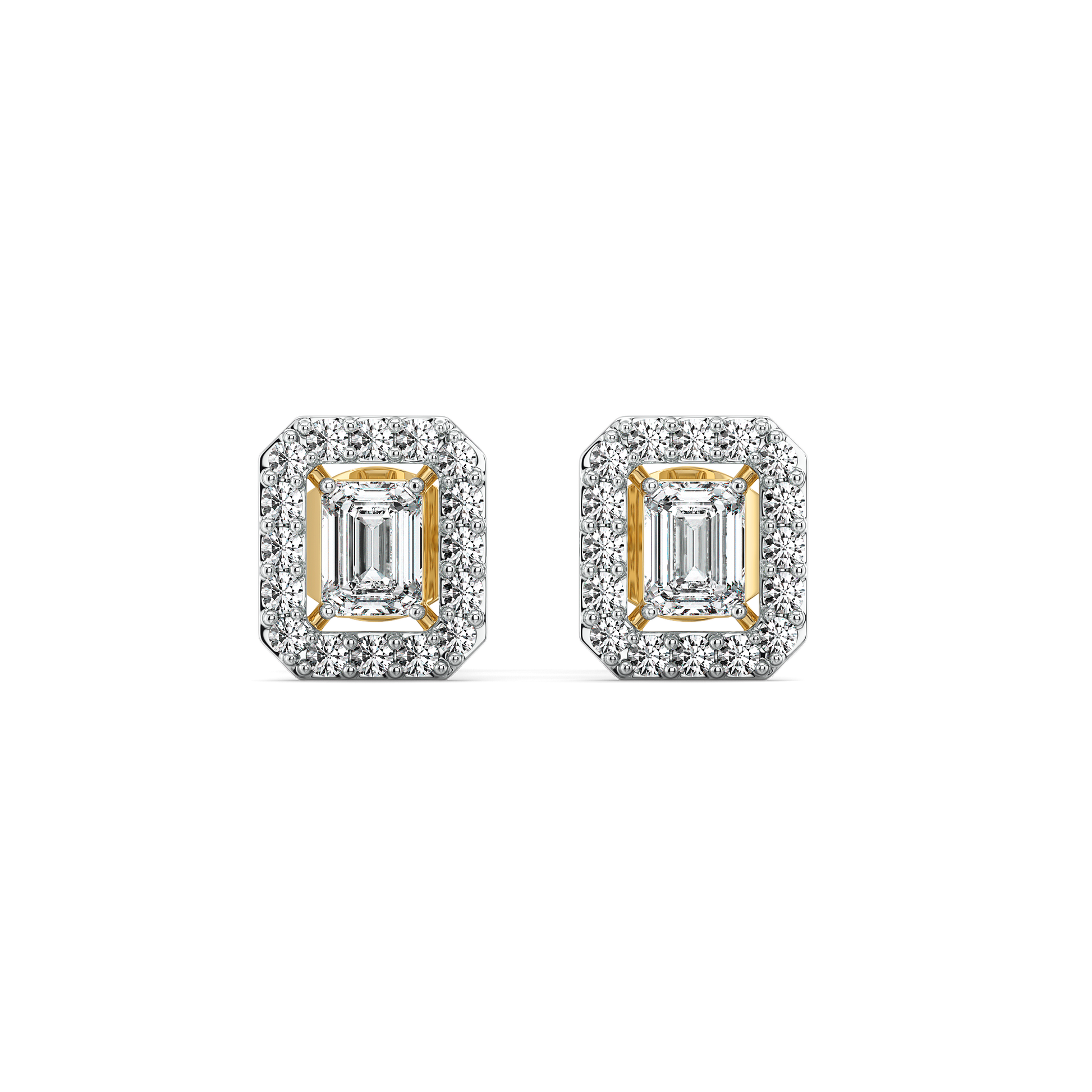 Lady in Emerald - Pure Gold Lab Diamond Solitaire Earrings