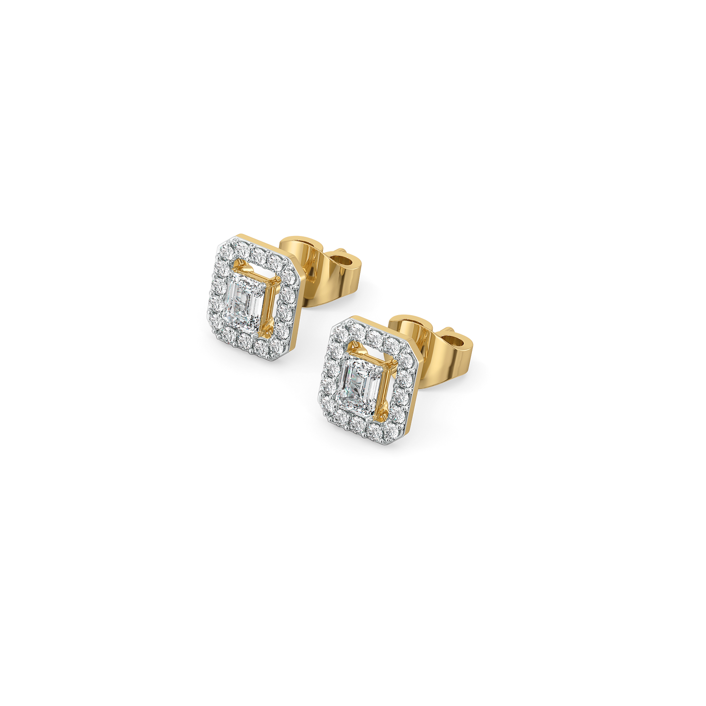 Lady in Emerald - Pure Gold Lab Diamond Solitaire Earrings