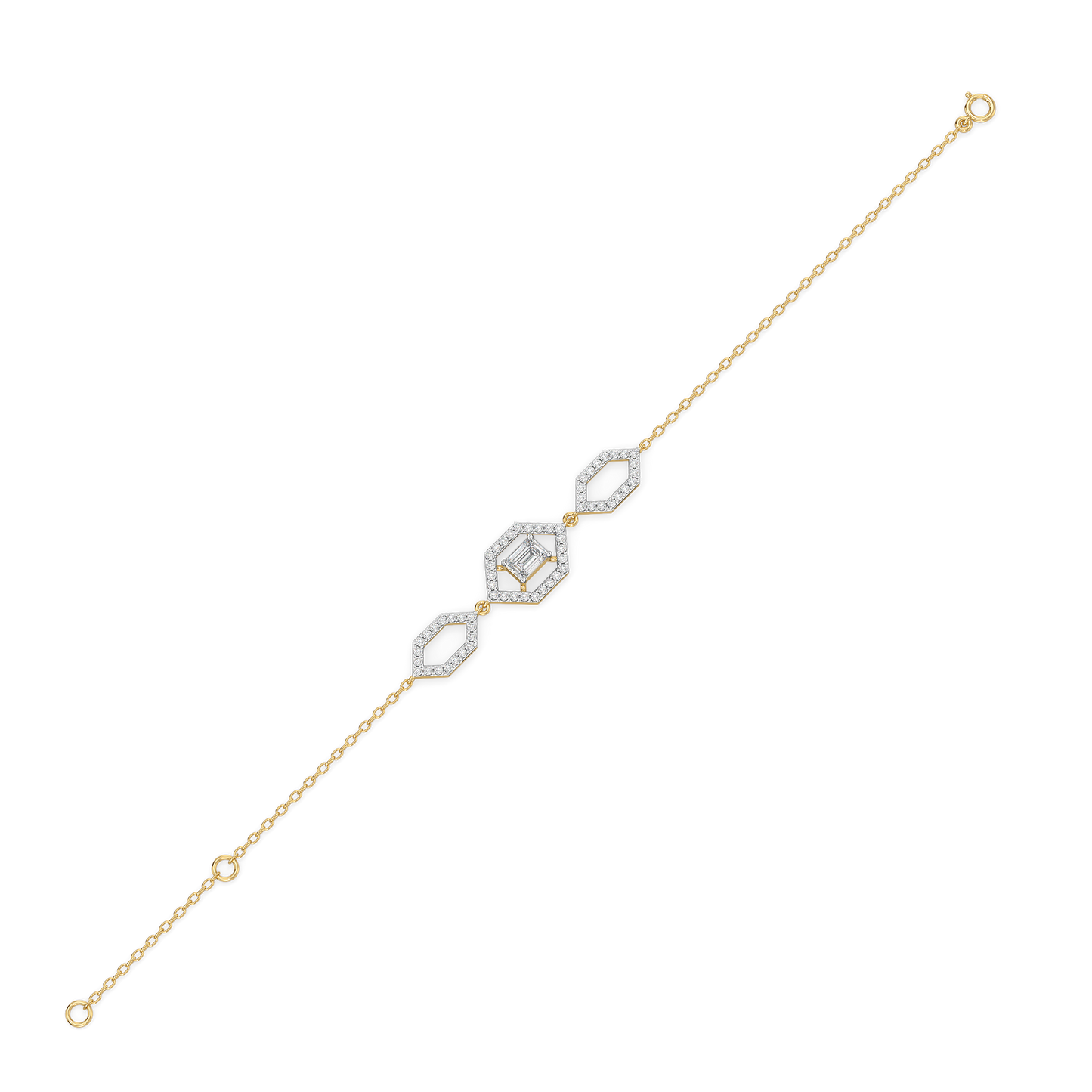 Rhythm of Emerald - Pure Gold Lab Diamond Solitaire Bracelet