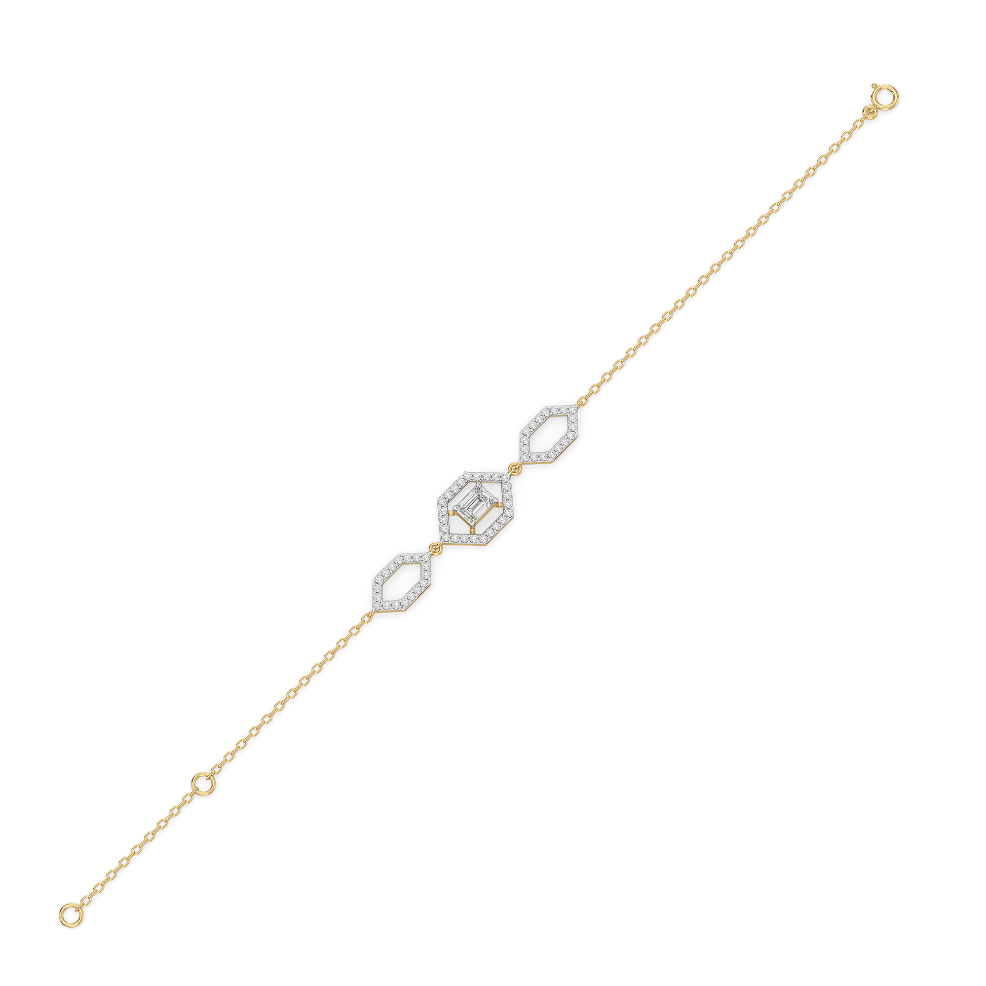 Rhythm of Emerald - Pure Gold Lab Diamond Solitaire Bracelet