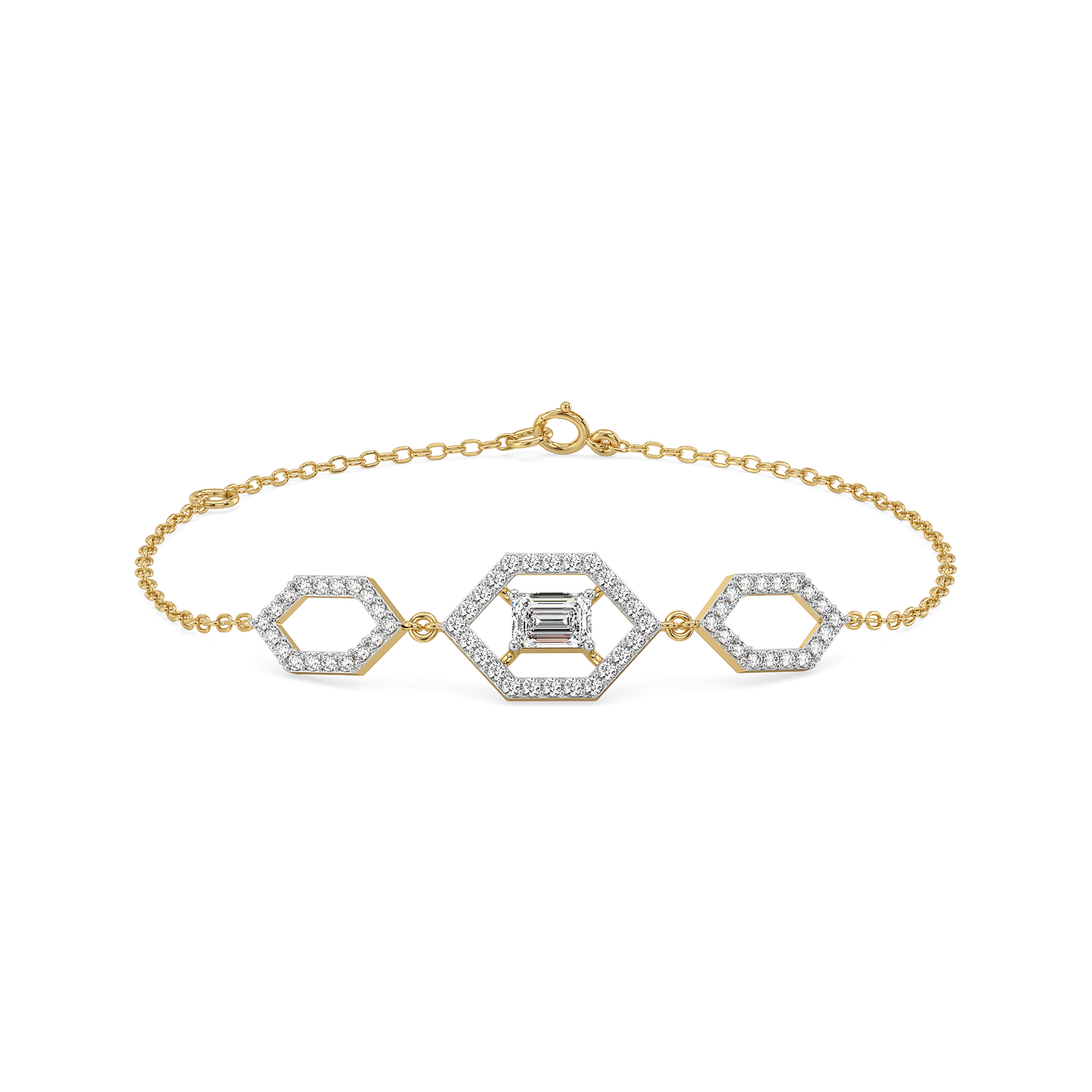 Rhythm of Emerald - Pure Gold Lab Diamond Solitaire Bracelet