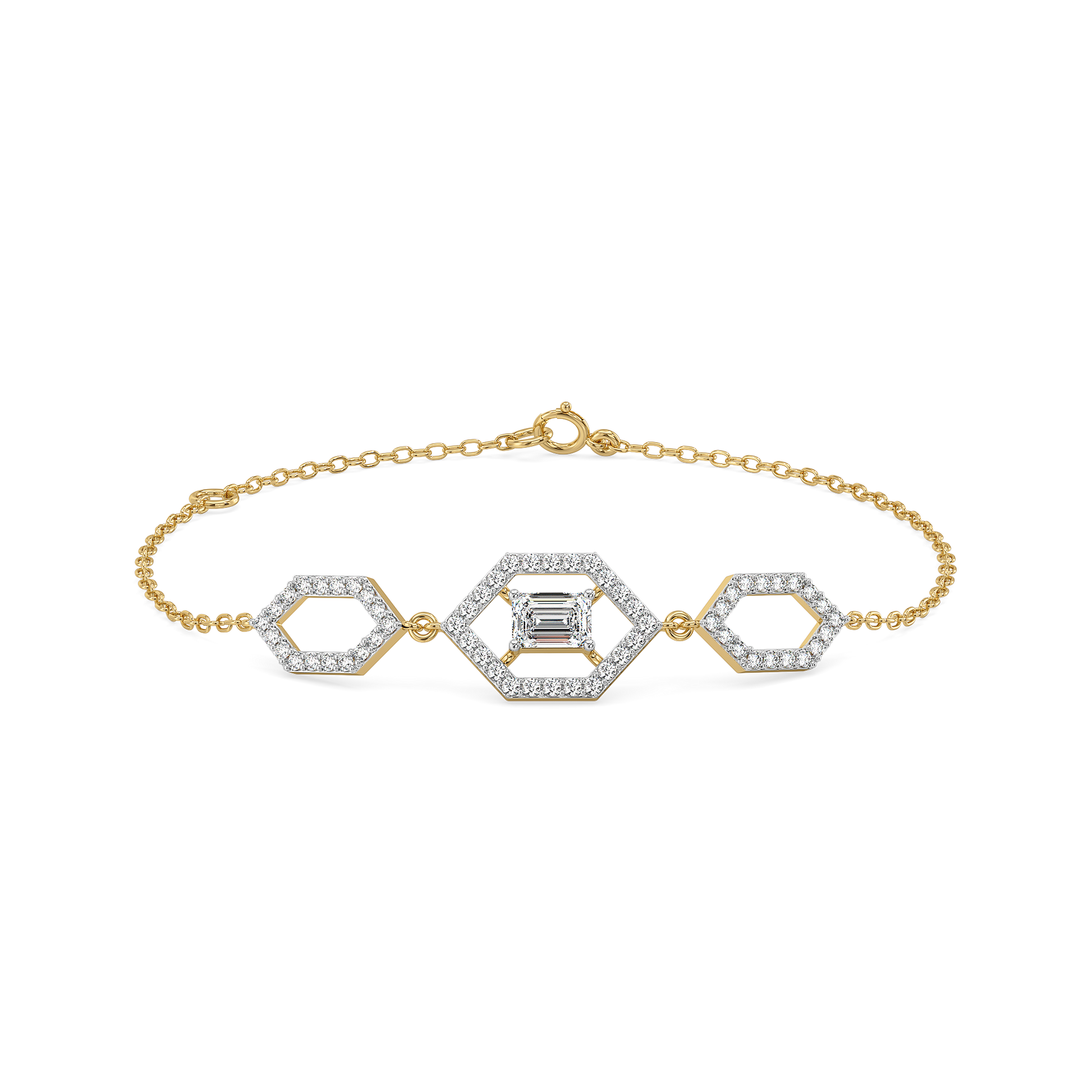 Rhythm of Emerald - Pure Gold Lab Diamond Solitaire Bracelet